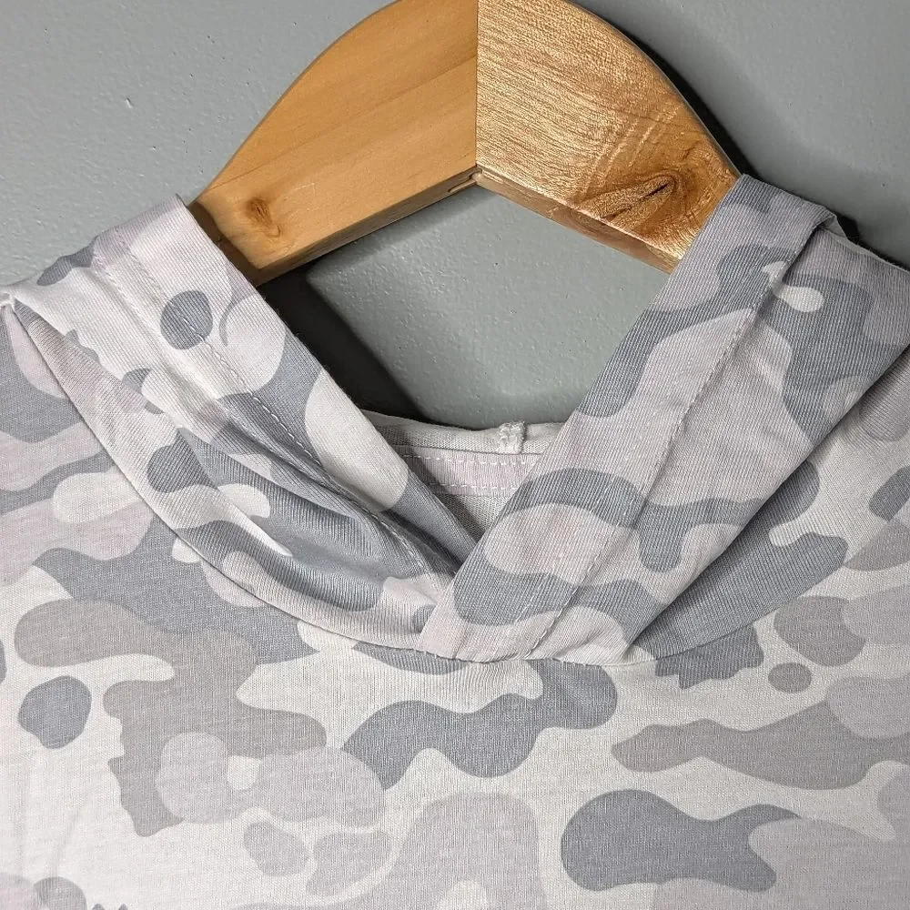 PUMA Kids Grey White Camo 100% Cotton Pullover Long Sleeve Hoodie M 10 12